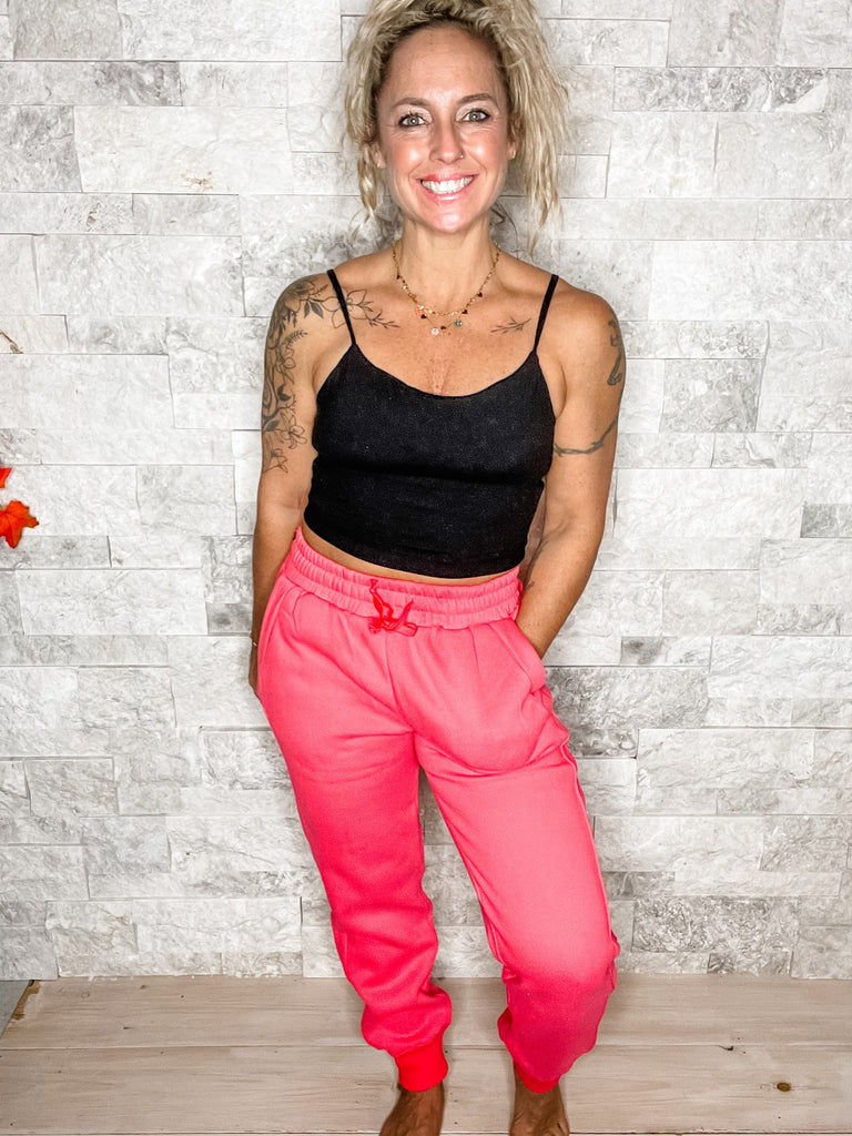 The Ava Joggers in Coral (S-2XL)-210 Leggings/Joggers-Salty Wave-Hello Friends Boutique-Woman's Fashion Boutique Located in Traverse City, MI