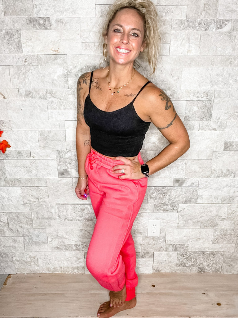 The Ava Joggers in Coral (S-2XL)-210 Leggings/Joggers-Salty Wave-Hello Friends Boutique-Woman's Fashion Boutique Located in Traverse City, MI