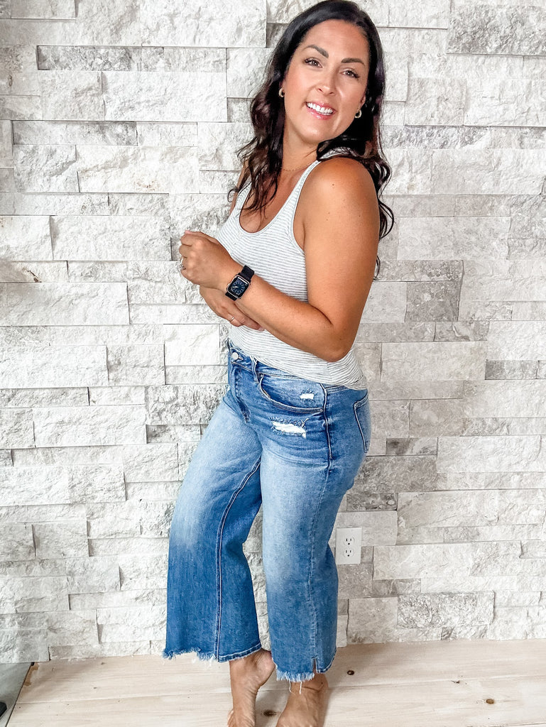 Center Stage High Rise-Crop Denim (0-15, 1X-3X)-200 Denim-RISEN-Hello Friends Boutique-Woman's Fashion Boutique Located in Traverse City, MI