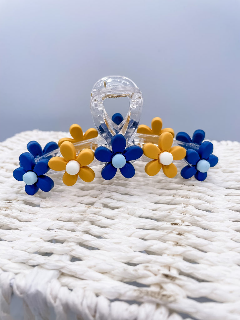 Daisy Claw Clip in Navy Yellow-290 Beauty-faire - The Darling Effect-Hello Friends Boutique-Woman's Fashion Boutique Located in Traverse City, MI