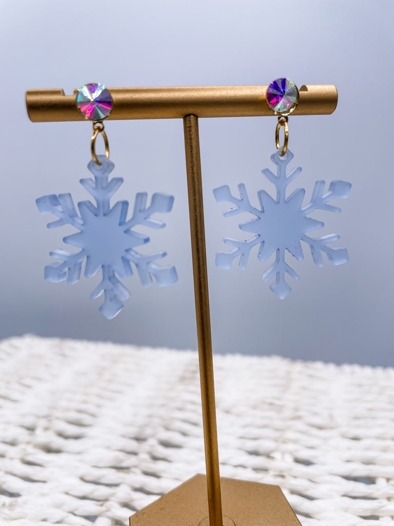 Frosted Snowflake Earrings-240 Jewelry-TLD Designs-Hello Friends Boutique-Woman's Fashion Boutique Located in Traverse City, MI