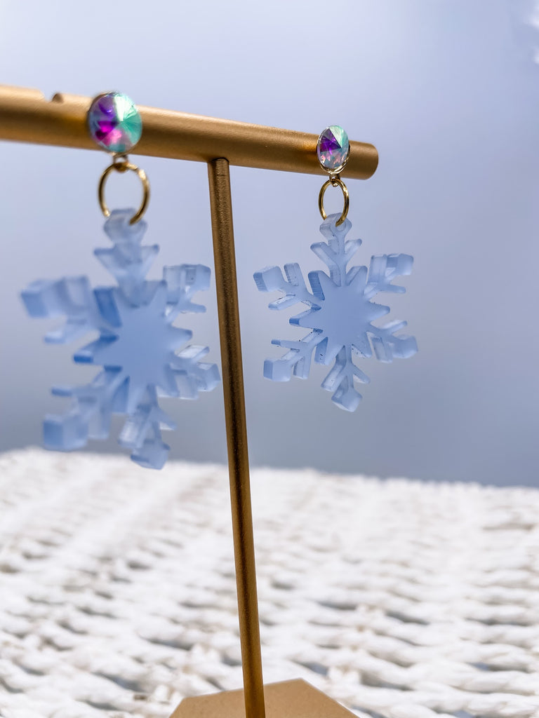 Frosted Snowflake Earrings-240 Jewelry-TLD Designs-Hello Friends Boutique-Woman's Fashion Boutique Located in Traverse City, MI