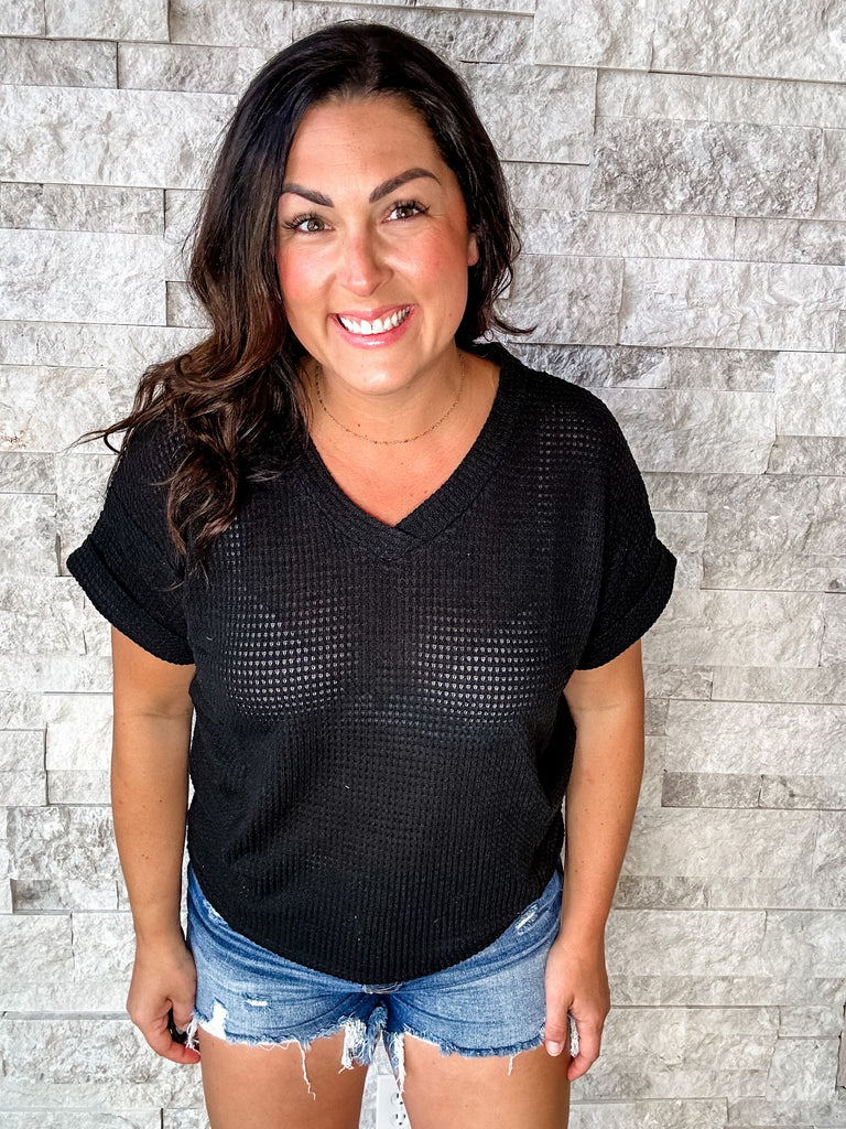 Simply The Best Top in Black (S-XL)-100 Short Sleeve-Andree By Unit-Hello Friends Boutique-Woman's Fashion Boutique Located in Traverse City, MI