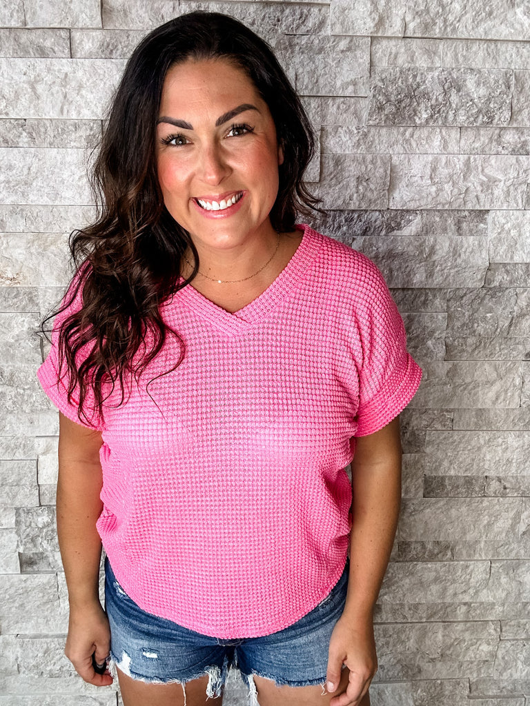 Simply The Best Top in Hot Pink (S-XL)-100 Short Sleeve-Andree By Unit-Hello Friends Boutique-Woman's Fashion Boutique Located in Traverse City, MI