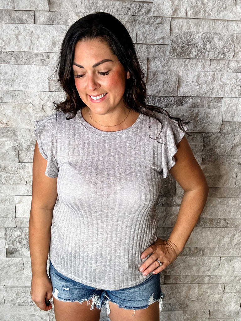 Wanna Be Yours Top in Grey (S-L)-100 Short Sleeve-HAPTICS-Hello Friends Boutique-Woman's Fashion Boutique Located in Traverse City, MI