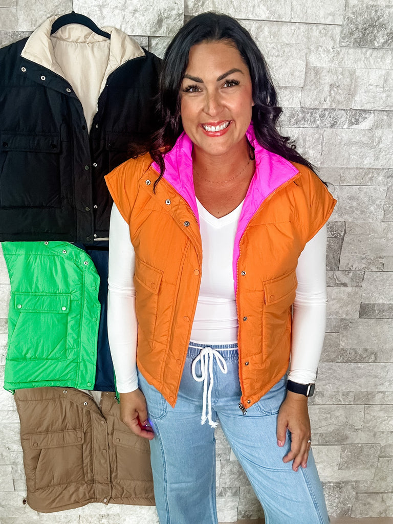 Maddox Reversible Puffer Vest - Blakeley(S-3XL)-170 Jackets-BLAKELEY-Hello Friends Boutique-Woman's Fashion Boutique Located in Traverse City, MI