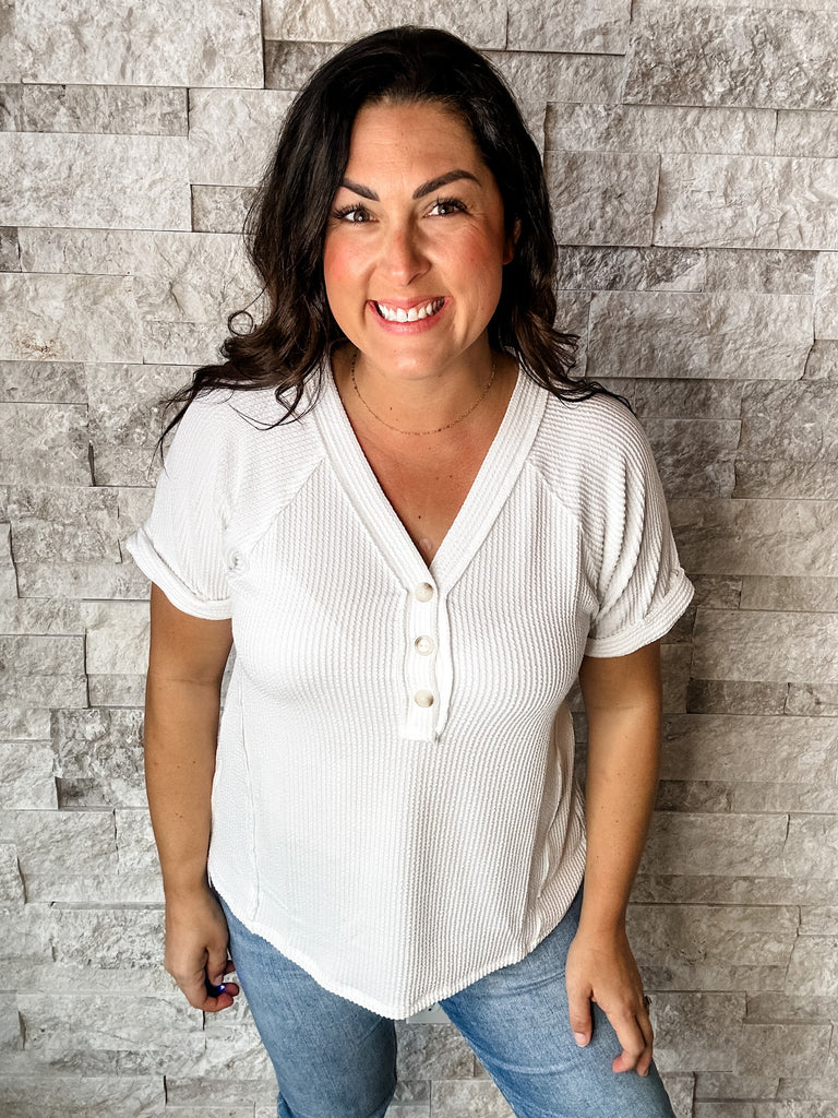 All For Fun Tunic Top in Ivory (S-XL)-100 Short Sleeve-Andree By Unit-Hello Friends Boutique-Woman's Fashion Boutique Located in Traverse City, MI