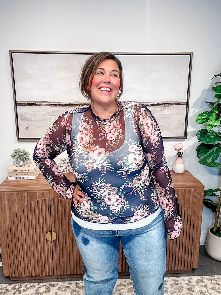 Twilight Floral Top (S-3XL)-110 Long Sleeve-HAPTICS-Hello Friends Boutique-Woman's Fashion Boutique Located in Traverse City, MI