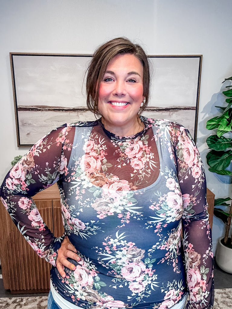 Twilight Floral Top (S-3XL)-110 Long Sleeve-HAPTICS-Hello Friends Boutique-Woman's Fashion Boutique Located in Traverse City, MI