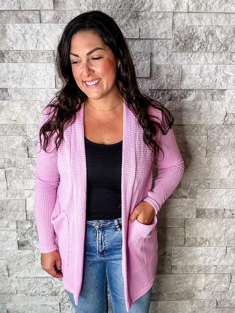 The Lola Cardigan in Lilac (OS-Plus)-160 Cardigans/Kimonos-Blakeley-Hello Friends Boutique-Woman's Fashion Boutique Located in Traverse City, MI