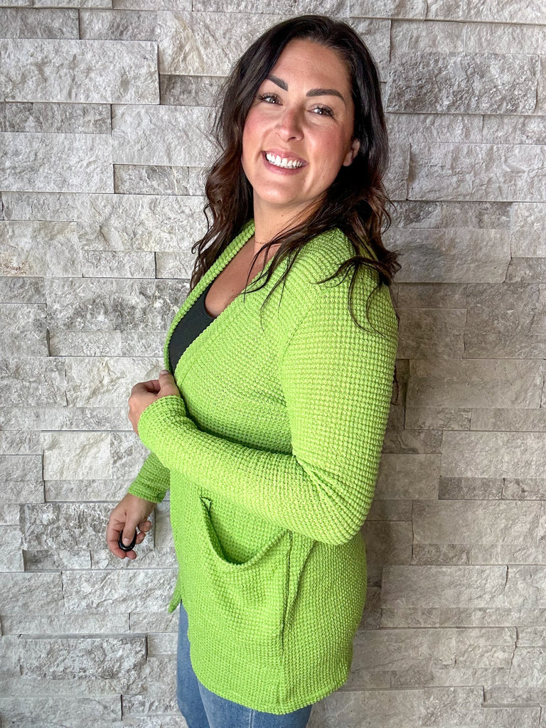 The Lola Cardigan in Lime Green (OS-Plus)-160 Cardigans/Kimonos-Blakeley-Hello Friends Boutique-Woman's Fashion Boutique Located in Traverse City, MI