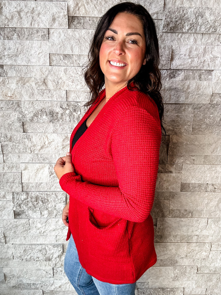 The Lola Cardigan in Red (OS-Plus)-160 Cardigans/Kimonos-Blakeley-Hello Friends Boutique-Woman's Fashion Boutique Located in Traverse City, MI