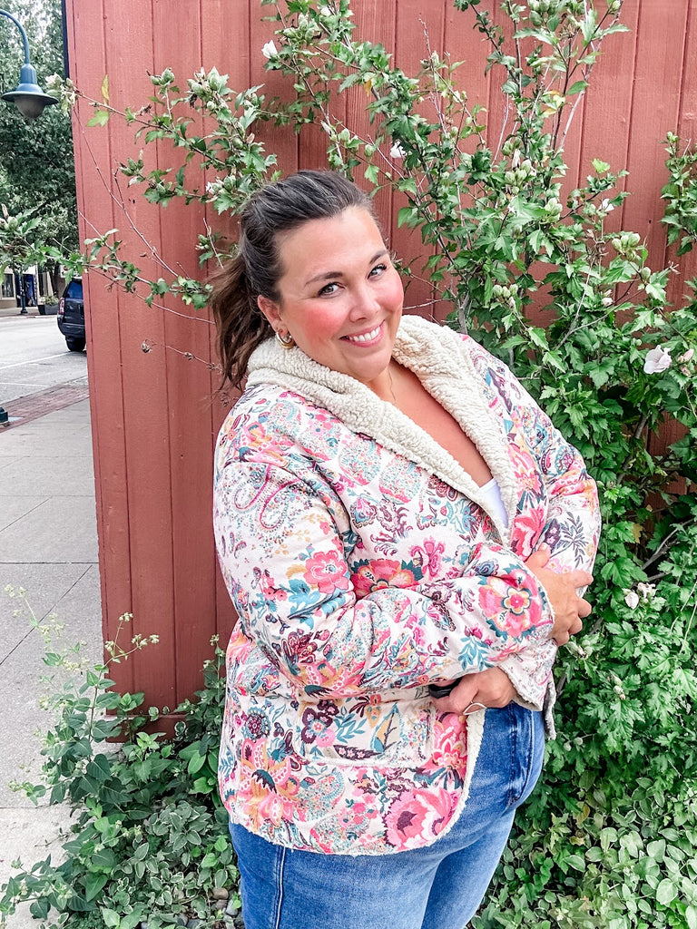 Paisley Dream Sherpa Jacket (S-XL)-170 Jackets-Aapparella-Hello Friends Boutique-Woman's Fashion Boutique Located in Traverse City, MI