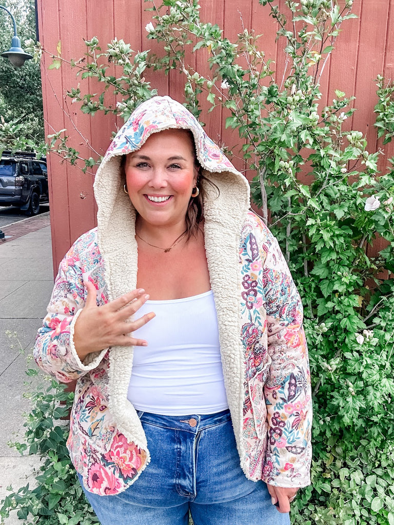 Paisley Dream Sherpa Jacket (S-XL)-170 Jackets-Aapparella-Hello Friends Boutique-Woman's Fashion Boutique Located in Traverse City, MI