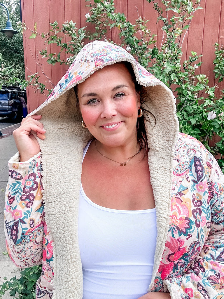 Paisley Dream Sherpa Jacket (S-XL)-170 Jackets-Aapparella-Hello Friends Boutique-Woman's Fashion Boutique Located in Traverse City, MI