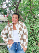 Fireside Flare Sherpa Jacket (S-XL)-170 Jackets-Lovesoft-Hello Friends Boutique-Woman's Fashion Boutique Located in Traverse City, MI