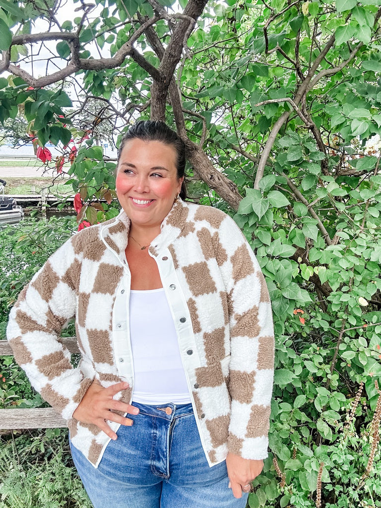 Fireside Flare Sherpa Jacket (S-XL)-170 Jackets-Lovesoft-Hello Friends Boutique-Woman's Fashion Boutique Located in Traverse City, MI