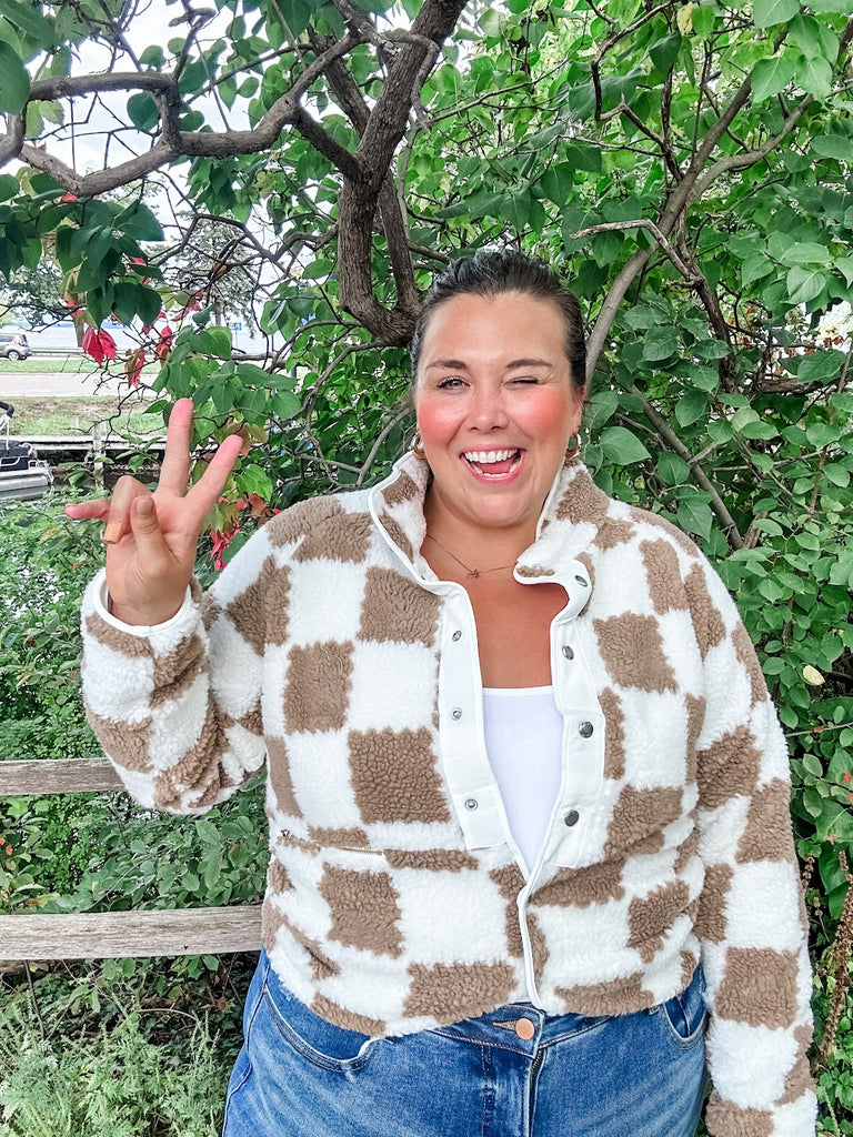 Fireside Flare Sherpa Jacket (S-XL)-170 Jackets-Lovesoft-Hello Friends Boutique-Woman's Fashion Boutique Located in Traverse City, MI