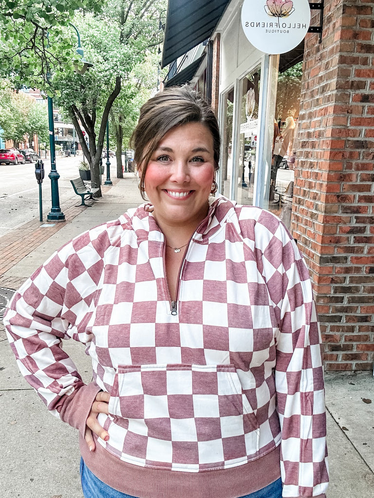 Easy Does It Pullover in Checkered (XS-1XL)-140 Sweaters-Blakeley-Hello Friends Boutique-Woman's Fashion Boutique Located in Traverse City, MI