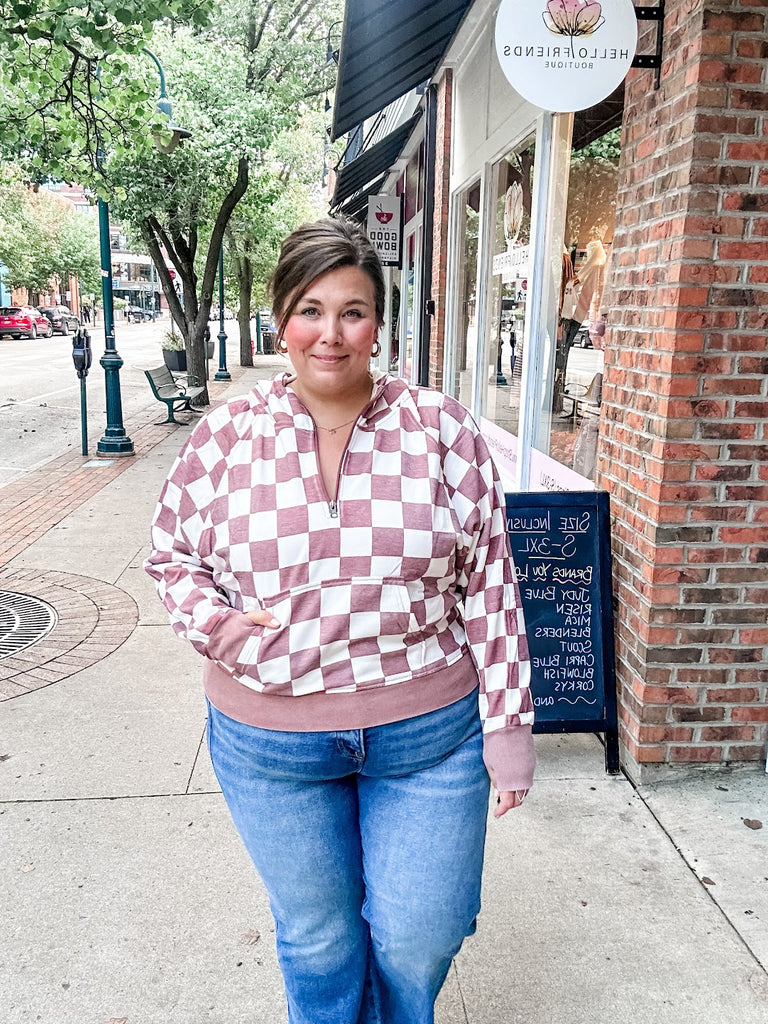 Easy Does It Pullover in Checkered (XS-1XL)-140 Sweaters-Blakeley-Hello Friends Boutique-Woman's Fashion Boutique Located in Traverse City, MI