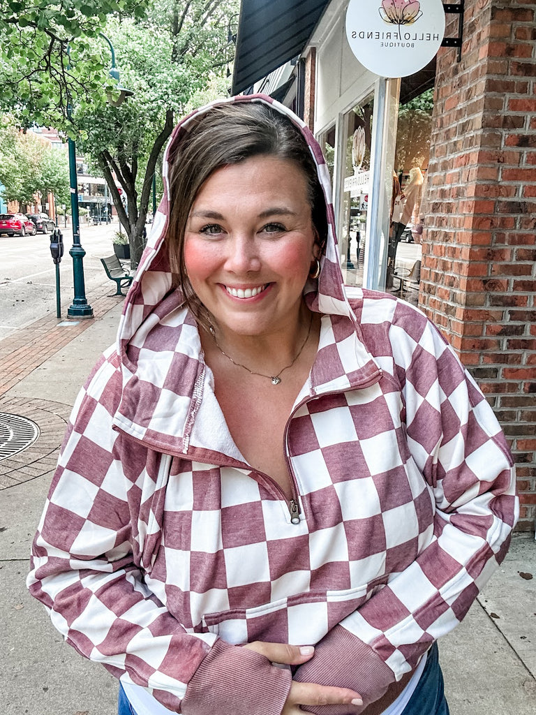 Easy Does It Pullover in Checkered (XS-1XL)-140 Sweaters-Blakeley-Hello Friends Boutique-Woman's Fashion Boutique Located in Traverse City, MI