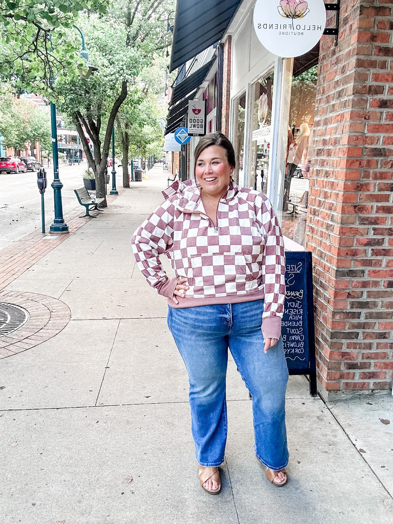 Easy Does It Pullover in Checkered (XS-1XL)-140 Sweaters-Blakeley-Hello Friends Boutique-Woman's Fashion Boutique Located in Traverse City, MI