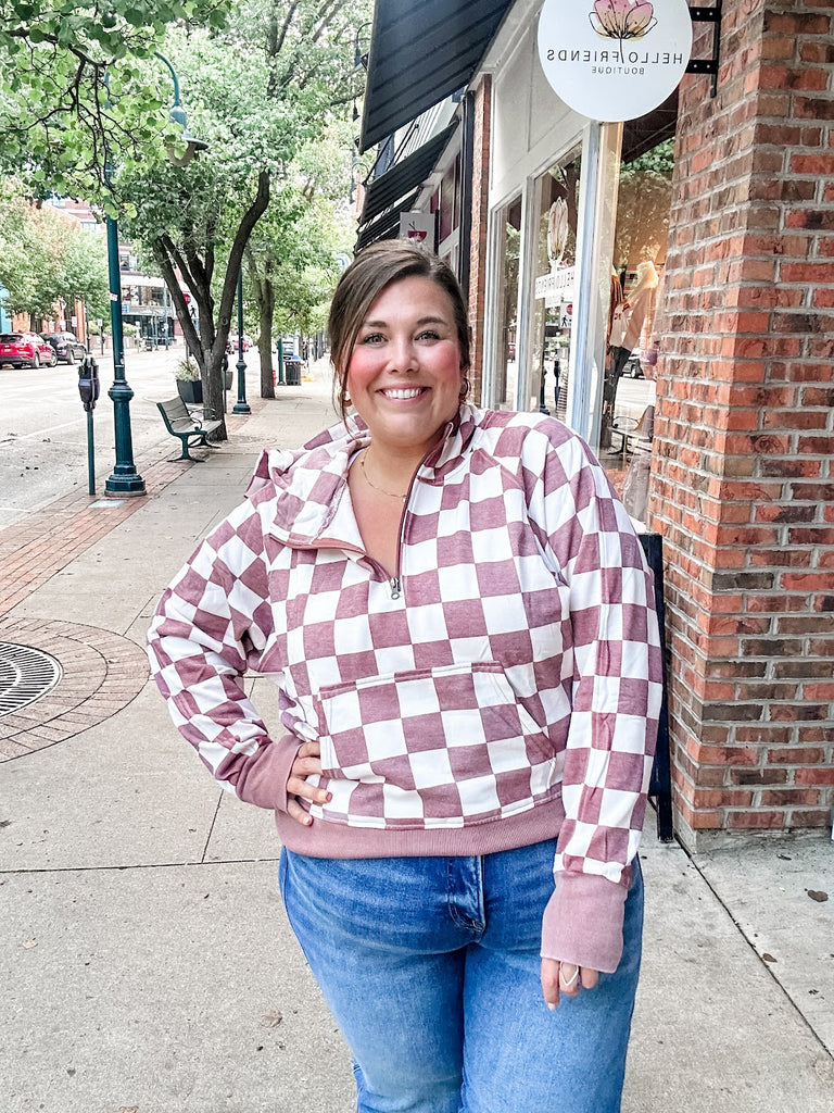 Easy Does It Pullover in Checkered (XS-1XL)-140 Sweaters-Blakeley-Hello Friends Boutique-Woman's Fashion Boutique Located in Traverse City, MI