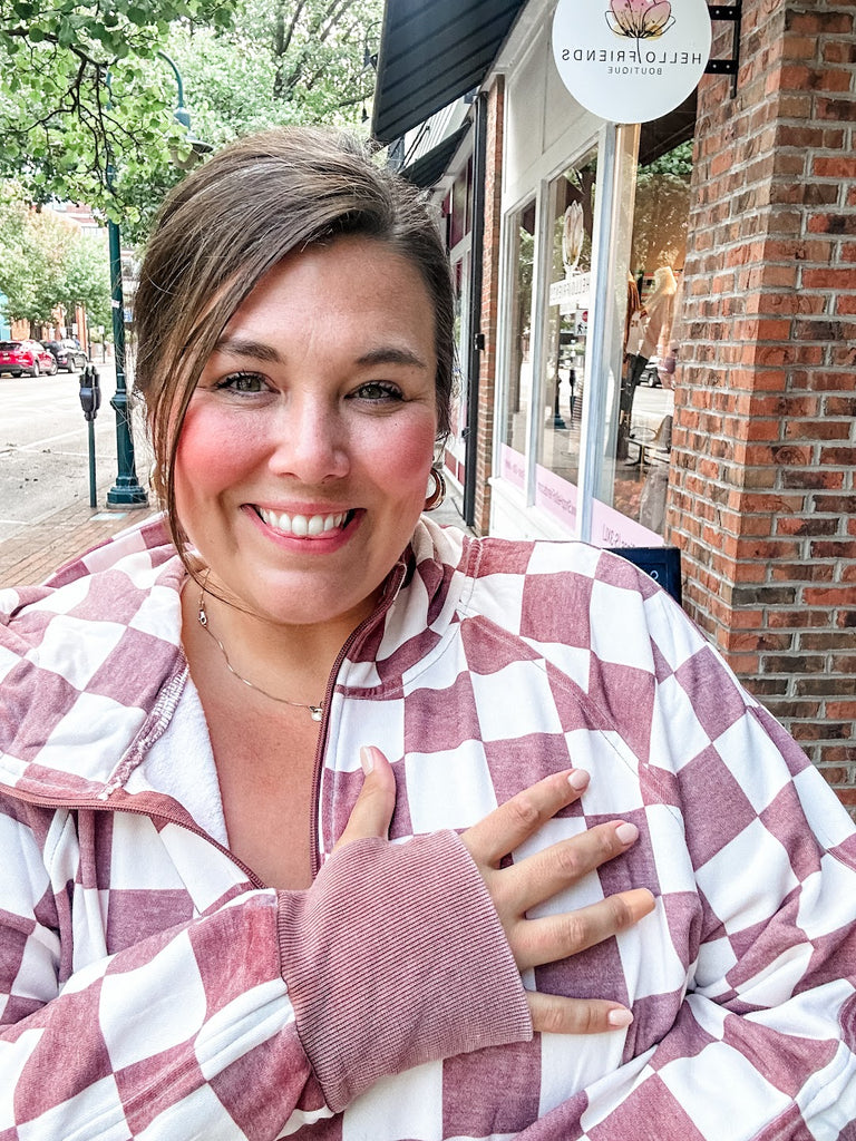 Easy Does It Pullover in Checkered (XS-1XL)-140 Sweaters-Blakeley-Hello Friends Boutique-Woman's Fashion Boutique Located in Traverse City, MI