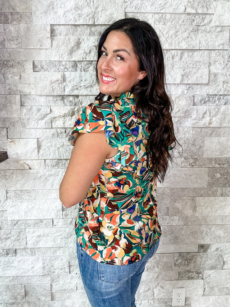 Garden Goddess Blouse (S-3XL)-100 Short Sleeve-HAPTICS-Hello Friends Boutique-Woman's Fashion Boutique Located in Traverse City, MI