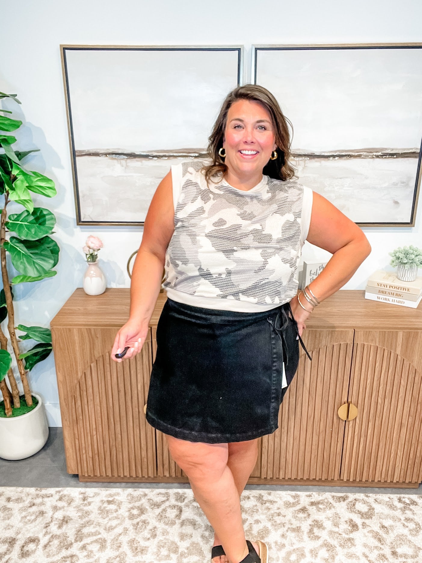 Camo Contrast French Terry Top (S-3XL)-120 Sleeveless-KORI-Hello Friends Boutique-Woman's Fashion Boutique Located in Traverse City, MI