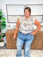 Camo Contrast French Terry Top (S-3XL)-120 Sleeveless-KORI-Hello Friends Boutique-Woman's Fashion Boutique Located in Traverse City, MI