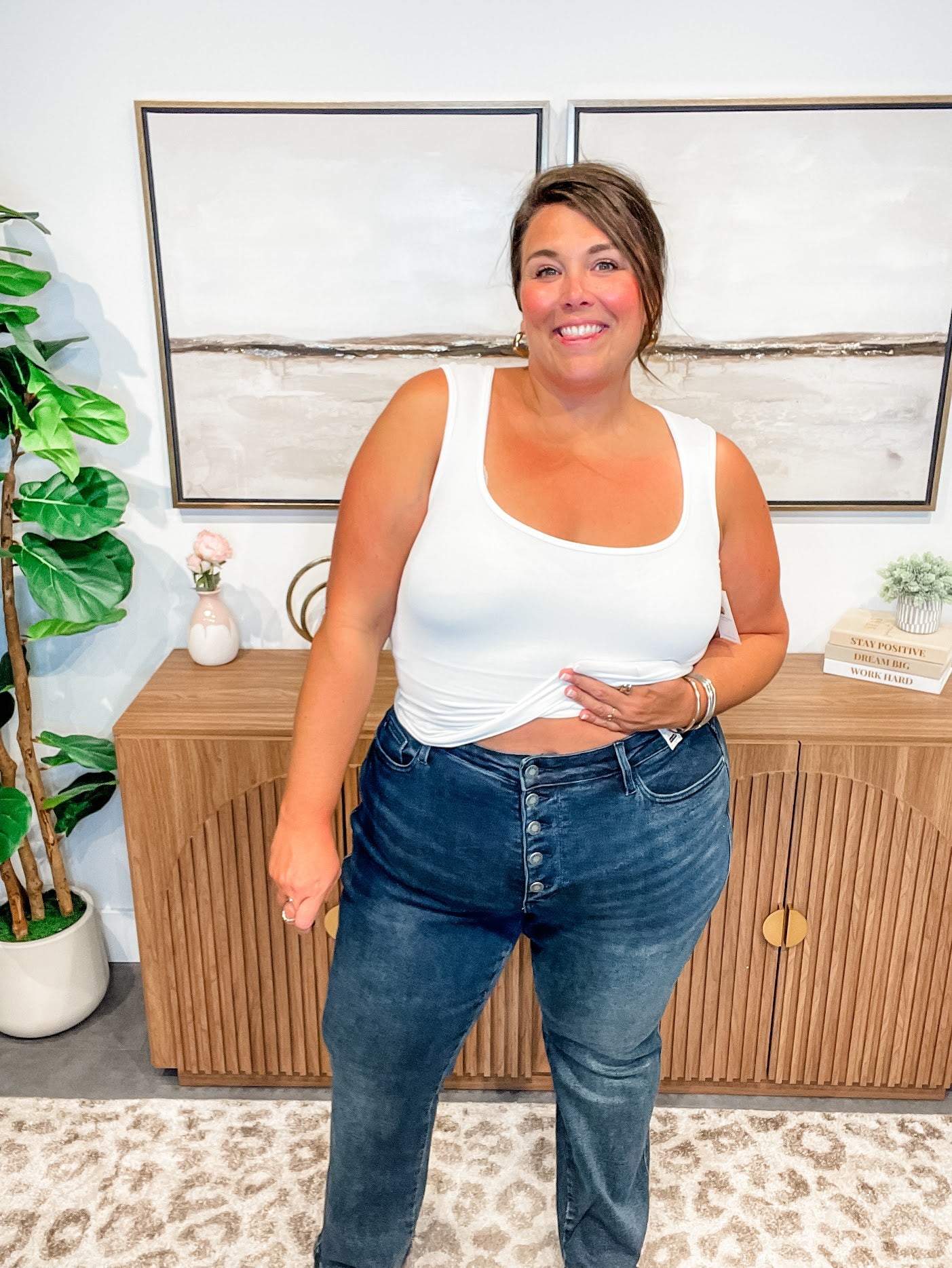 Walk This Way Button Fly Jeans (0-24W)-200 Denim-Judy Blue-Hello Friends Boutique-Woman's Fashion Boutique Located in Traverse City, MI