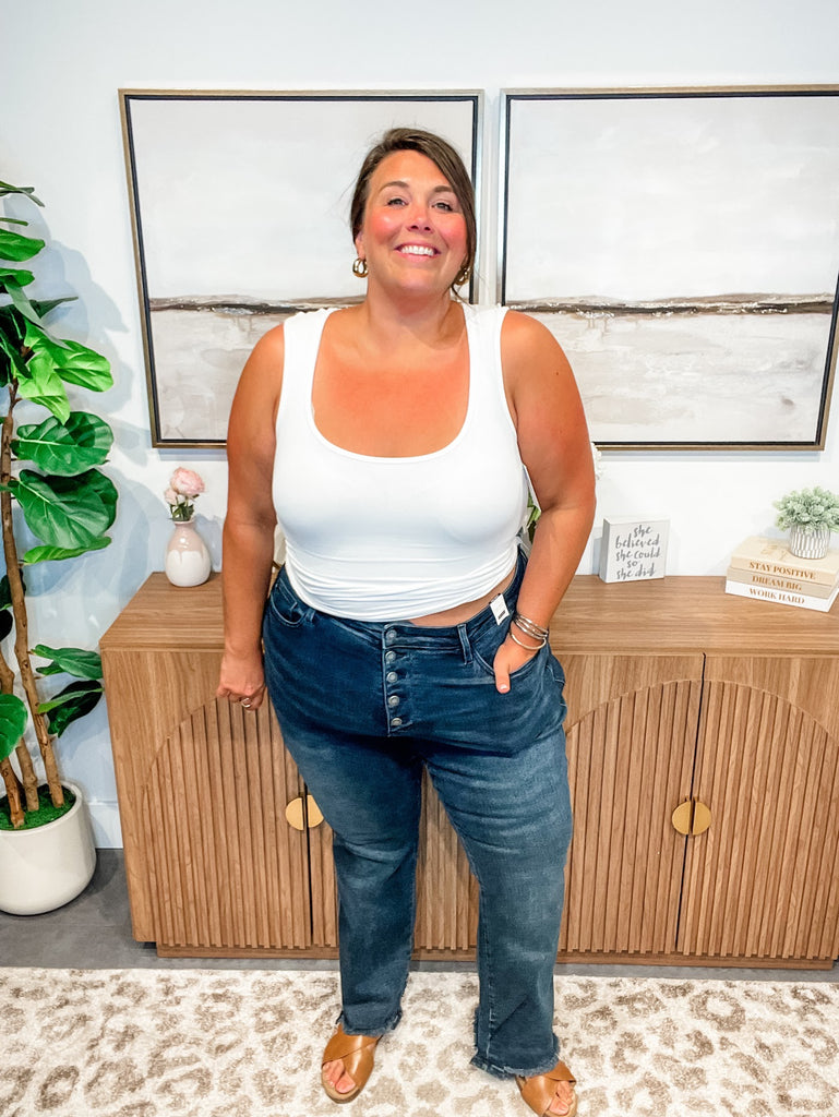 Walk This Way Button Fly Jeans (0-24W)-200 Denim-Judy Blue-Hello Friends Boutique-Woman's Fashion Boutique Located in Traverse City, MI