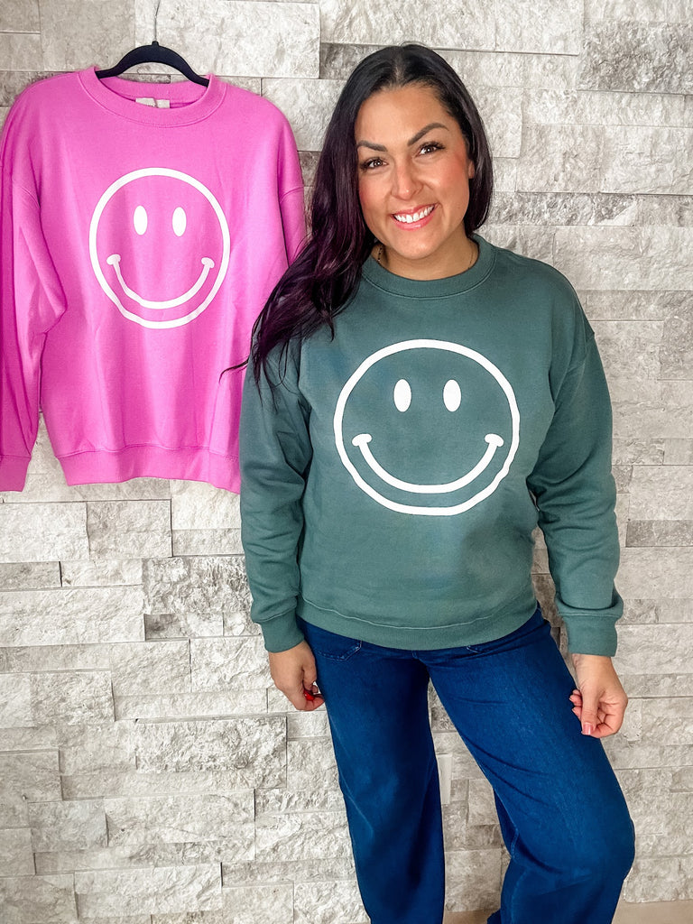 All Smiles Sweatshirt (S-L)-150 Sweatshirts/Hoodies-Zenana-Hello Friends Boutique-Woman's Fashion Boutique Located in Traverse City, MI