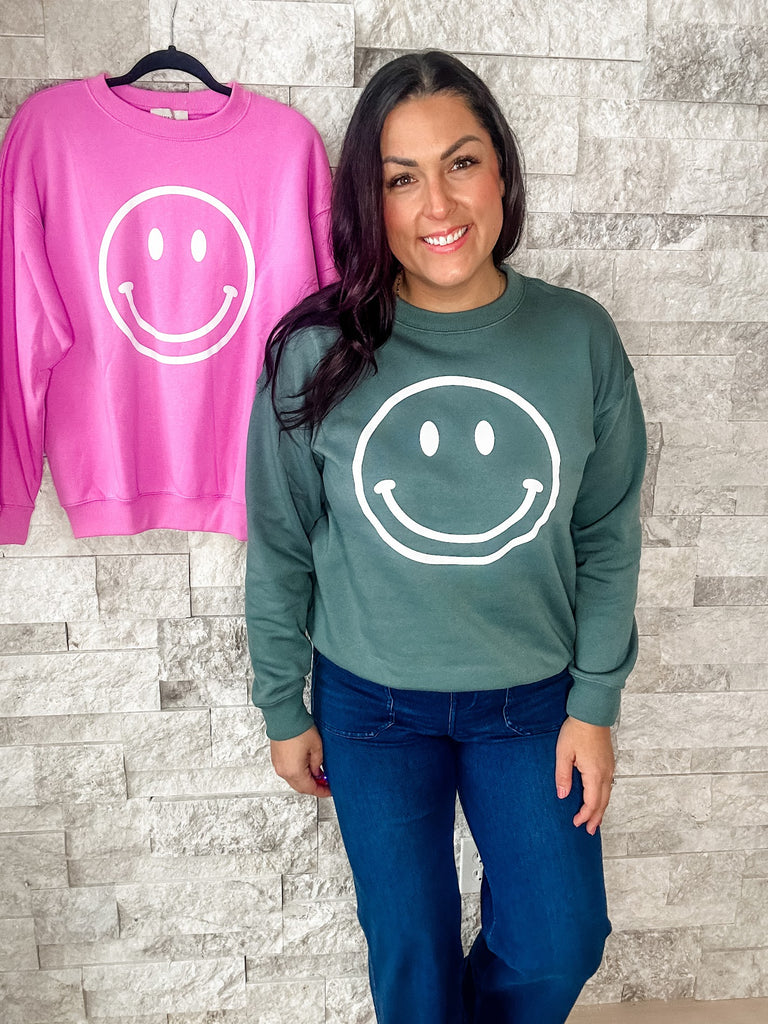 All Smiles Sweatshirt (S-L)-150 Sweatshirts/Hoodies-Zenana-Hello Friends Boutique-Woman's Fashion Boutique Located in Traverse City, MI