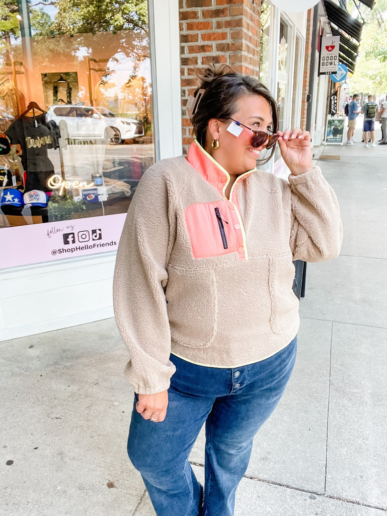 Weekend Wanderer Pullover in Desert Sand (S-XL)-140 Sweaters-LovLov-Hello Friends Boutique-Woman's Fashion Boutique Located in Traverse City, MI