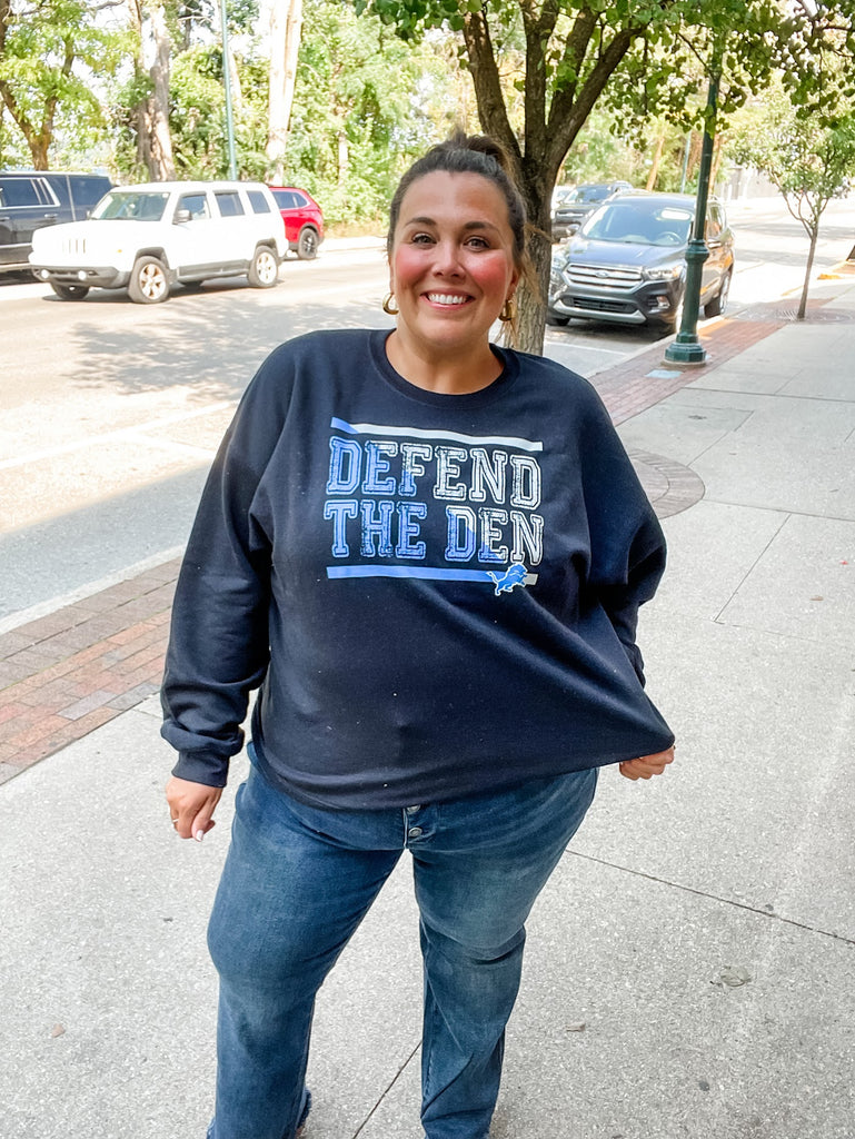 Defend the Den Crewneck (S-3XL)-150 Sweatshirts-Farm Life Crafting-Hello Friends Boutique-Woman's Fashion Boutique Located in Traverse City, MI