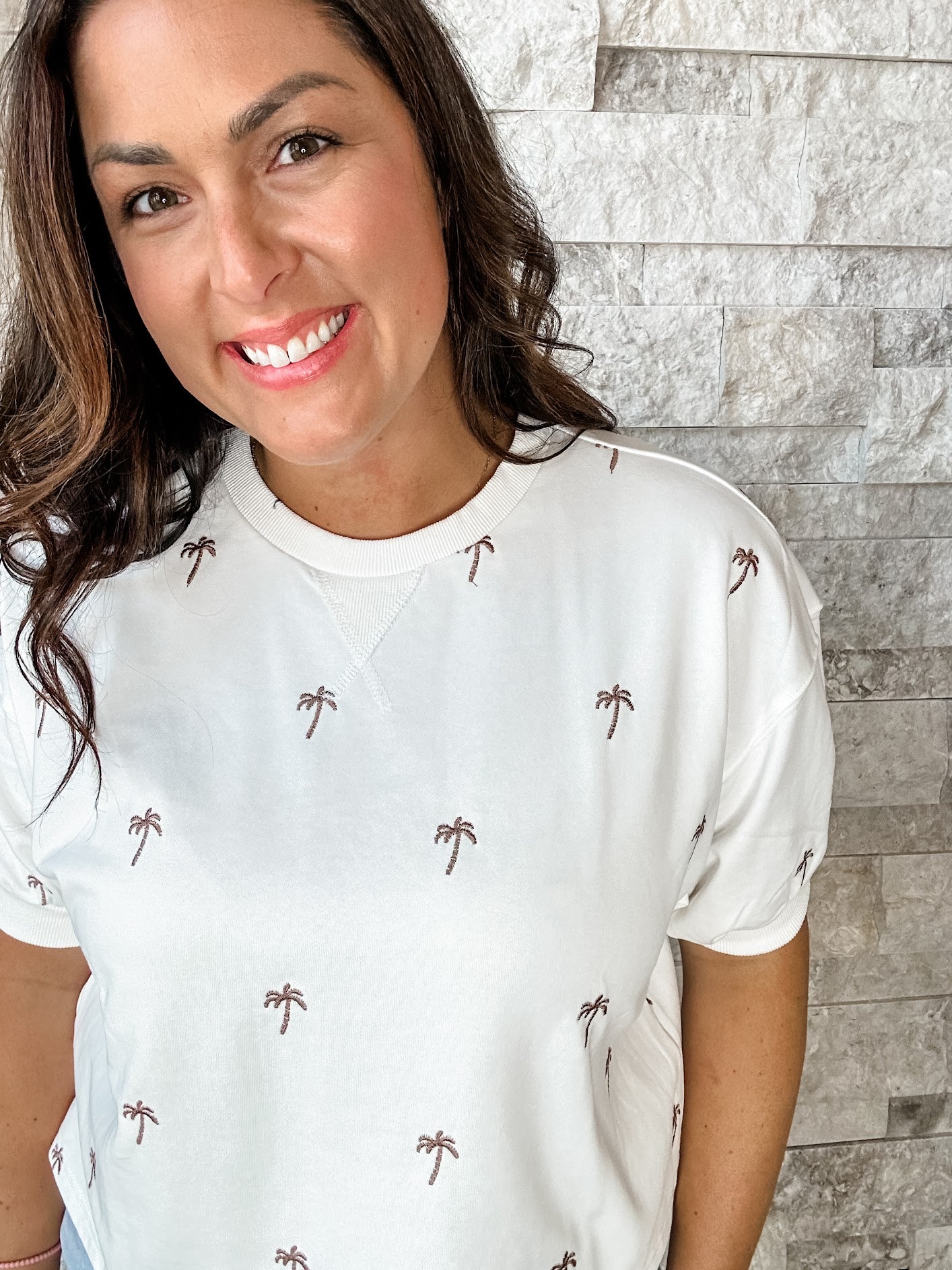 Palm Tree Paradise Top (S-L)-100 Short Sleeve-UMGEE-Hello Friends Boutique-Woman's Fashion Boutique Located in Traverse City, MI