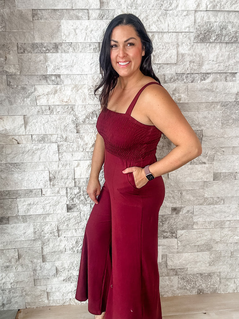 Nothing To Lose Jumpsuit in Red Merlot (S-XL)-190 Rompers/Jumpsuits-Rae Mode-Hello Friends Boutique-Woman's Fashion Boutique Located in Traverse City, MI