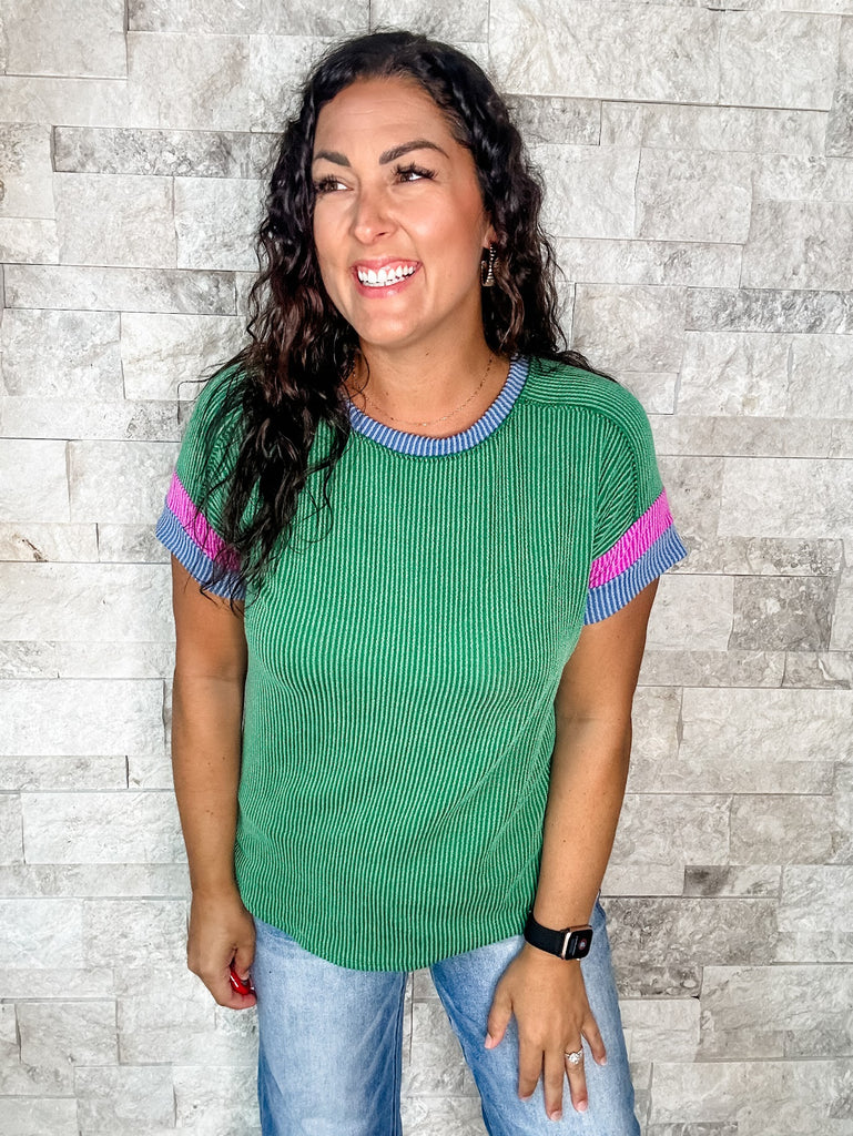 Take A Risk Top in Kelly Green (S-XL)-100 Short Sleeve-7th Ray-Hello Friends Boutique-Woman's Fashion Boutique Located in Traverse City, MI