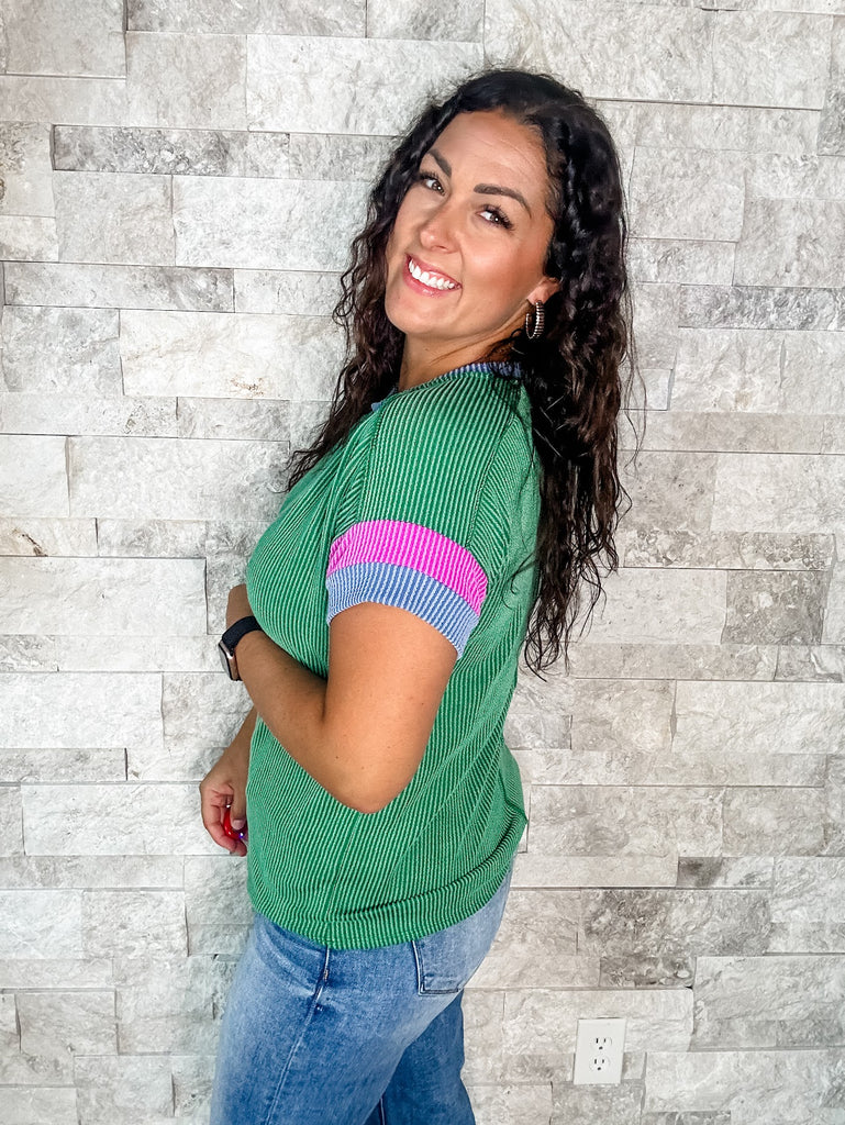 Take A Risk Top in Kelly Green (S-XL)-100 Short Sleeve-7th Ray-Hello Friends Boutique-Woman's Fashion Boutique Located in Traverse City, MI