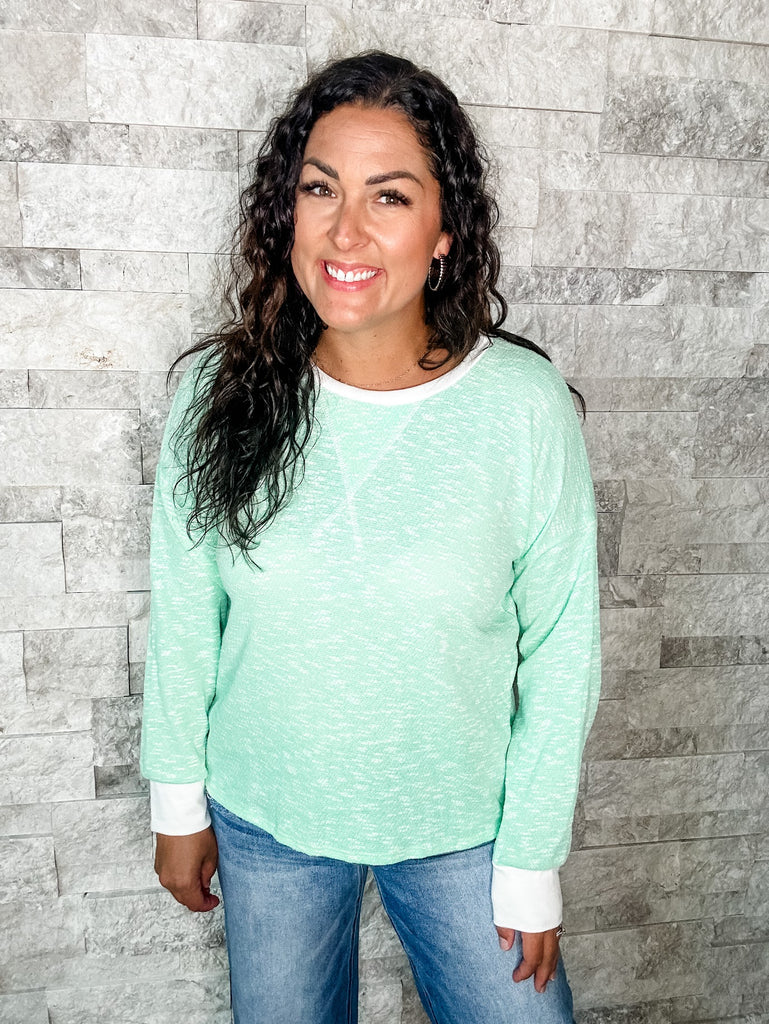 A Little Bit Dramatic Top in Mint (S-XL)-110 Long Sleeve-7th Ray-Hello Friends Boutique-Woman's Fashion Boutique Located in Traverse City, MI