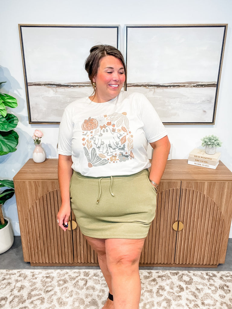 Well Loved Ribbed Skort in Olive (S-3XL)-220 Shorts/Skirts/Skorts-Jess Lea Wholesale-Hello Friends Boutique-Woman's Fashion Boutique Located in Traverse City, MI