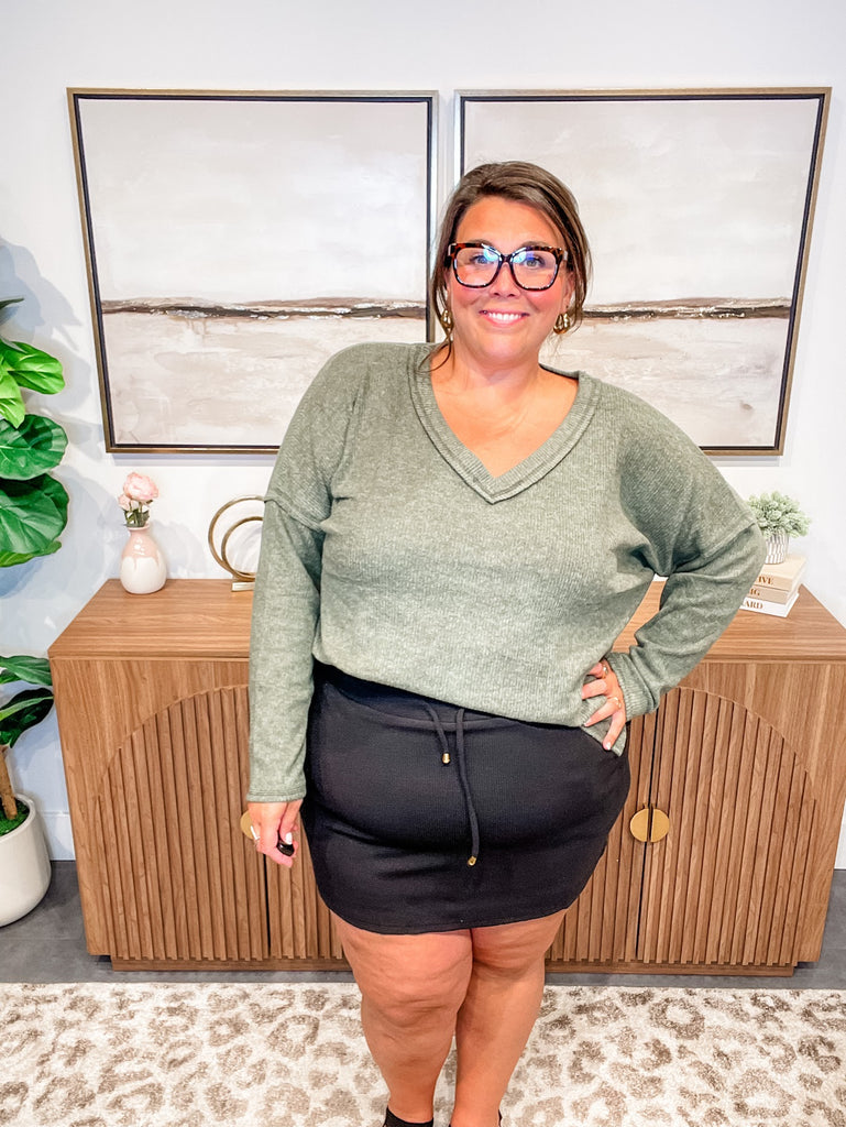 Well Loved Ribbed Skort in Black (S-3XL)-220 Shorts/Skirts/Skorts-Jess Lea Wholesale-Hello Friends Boutique-Woman's Fashion Boutique Located in Traverse City, MI