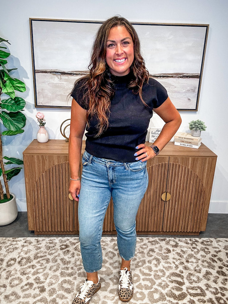 Mid Rise Destroy Hem Kick Flare Jeans (0-24W)-200 Denim-Judy Blue-Hello Friends Boutique-Woman's Fashion Boutique Located in Traverse City, MI