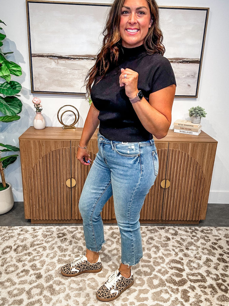 Mid Rise Destroy Hem Kick Flare Jeans (0-24W)-200 Denim-Judy Blue-Hello Friends Boutique-Woman's Fashion Boutique Located in Traverse City, MI