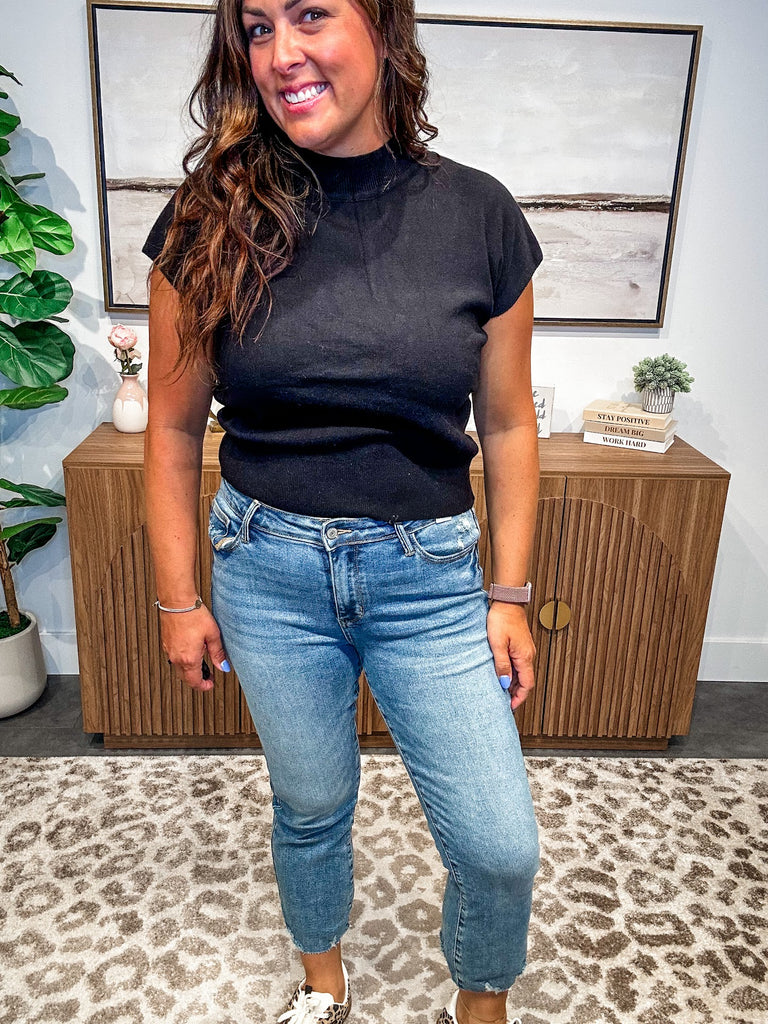 Mid Rise Destroy Hem Kick Flare Jeans (0-24W)-200 Denim-Judy Blue-Hello Friends Boutique-Woman's Fashion Boutique Located in Traverse City, MI