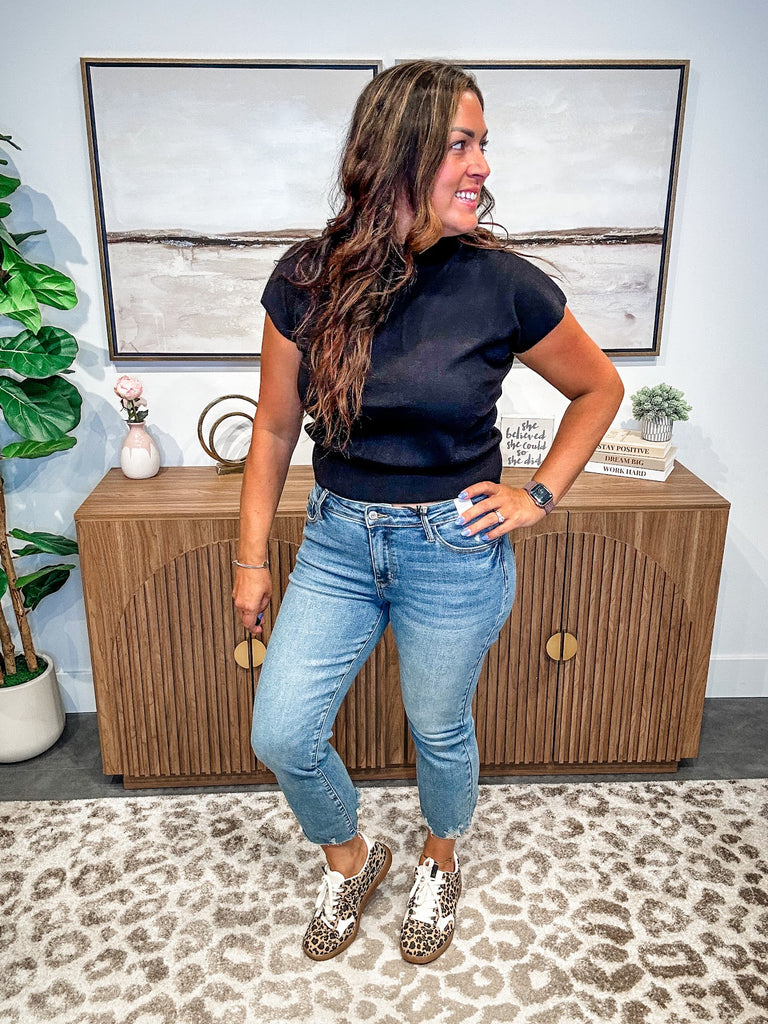 Mid Rise Destroy Hem Kick Flare Jeans (0-24W)-200 Denim-Judy Blue-Hello Friends Boutique-Woman's Fashion Boutique Located in Traverse City, MI