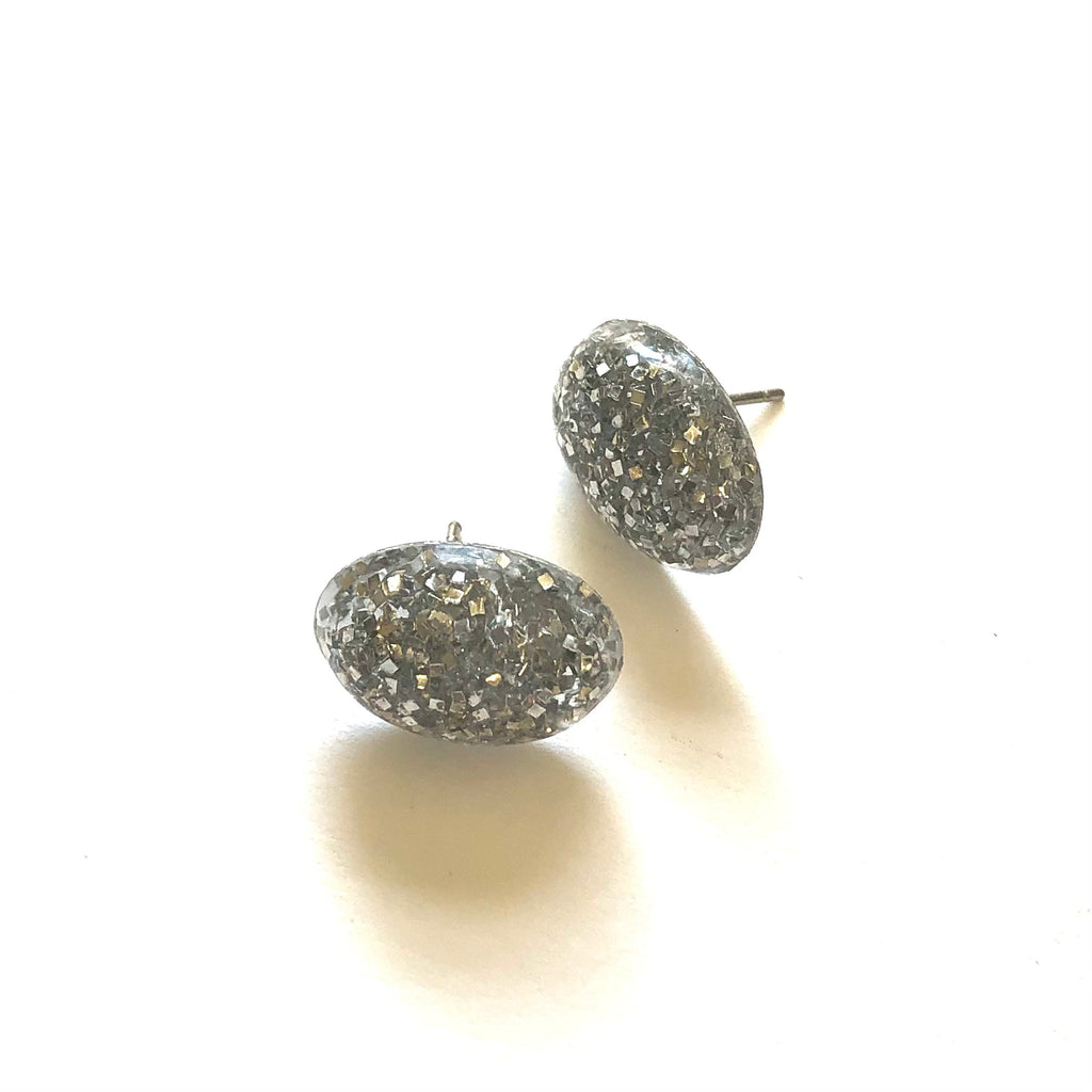 silver glitter studs