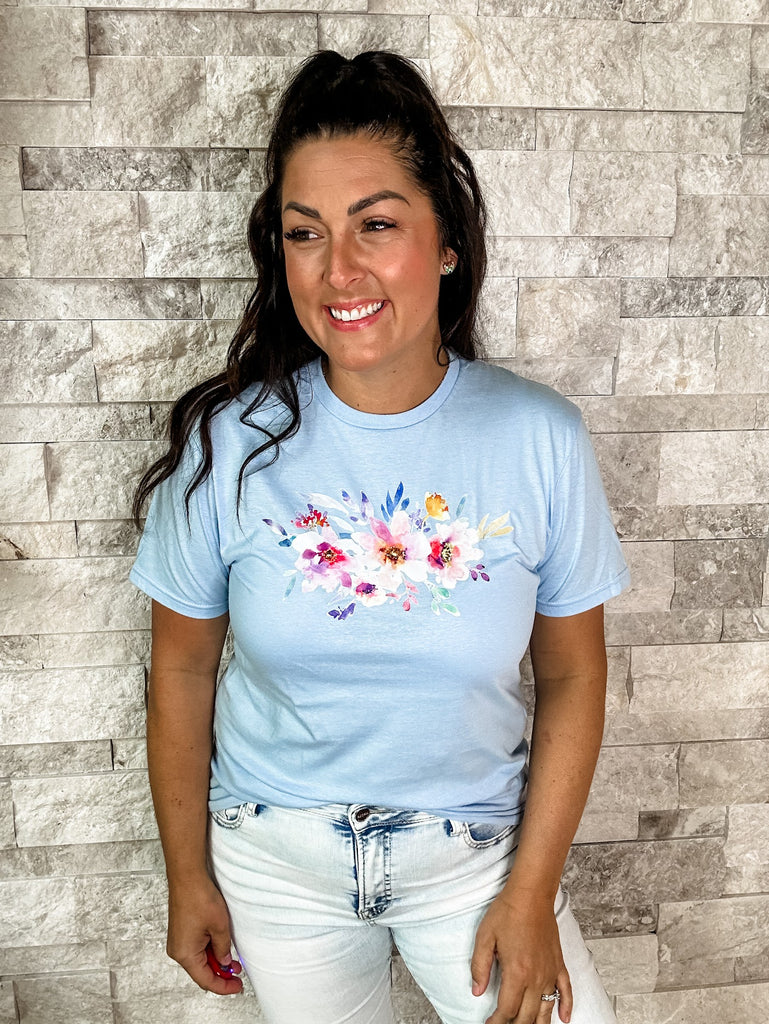 Baby Blue Watercolor Graphic Tee (S-3XL)-130 Graphic Tees-SunFrog Solutions-Hello Friends Boutique-Woman's Fashion Boutique Located in Traverse City, MI